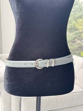 Talbots Gray Genuine Leather Belt with Silver Buckle Size 33in -Large